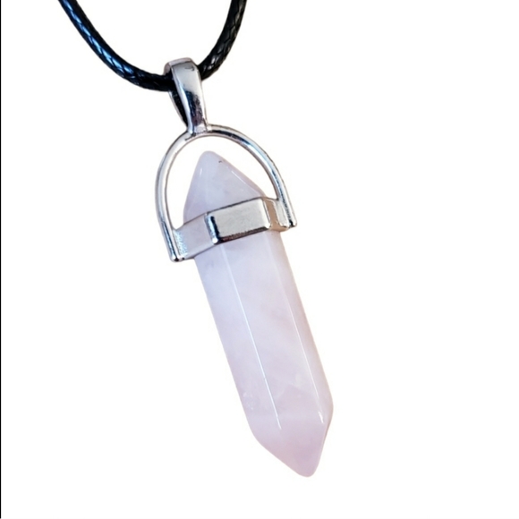 🆕 Rose Quartz Crystal Point and Heart Necklace Set - Picture 2 of 6